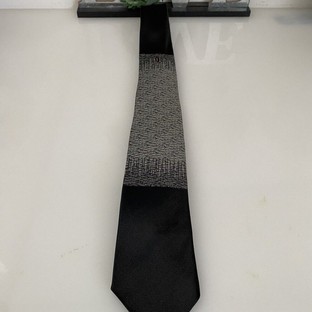 Vintage Superba Black Silver Gray Skinny Tie‎ Necktie 2.5" Rockabilly 1950'-60's